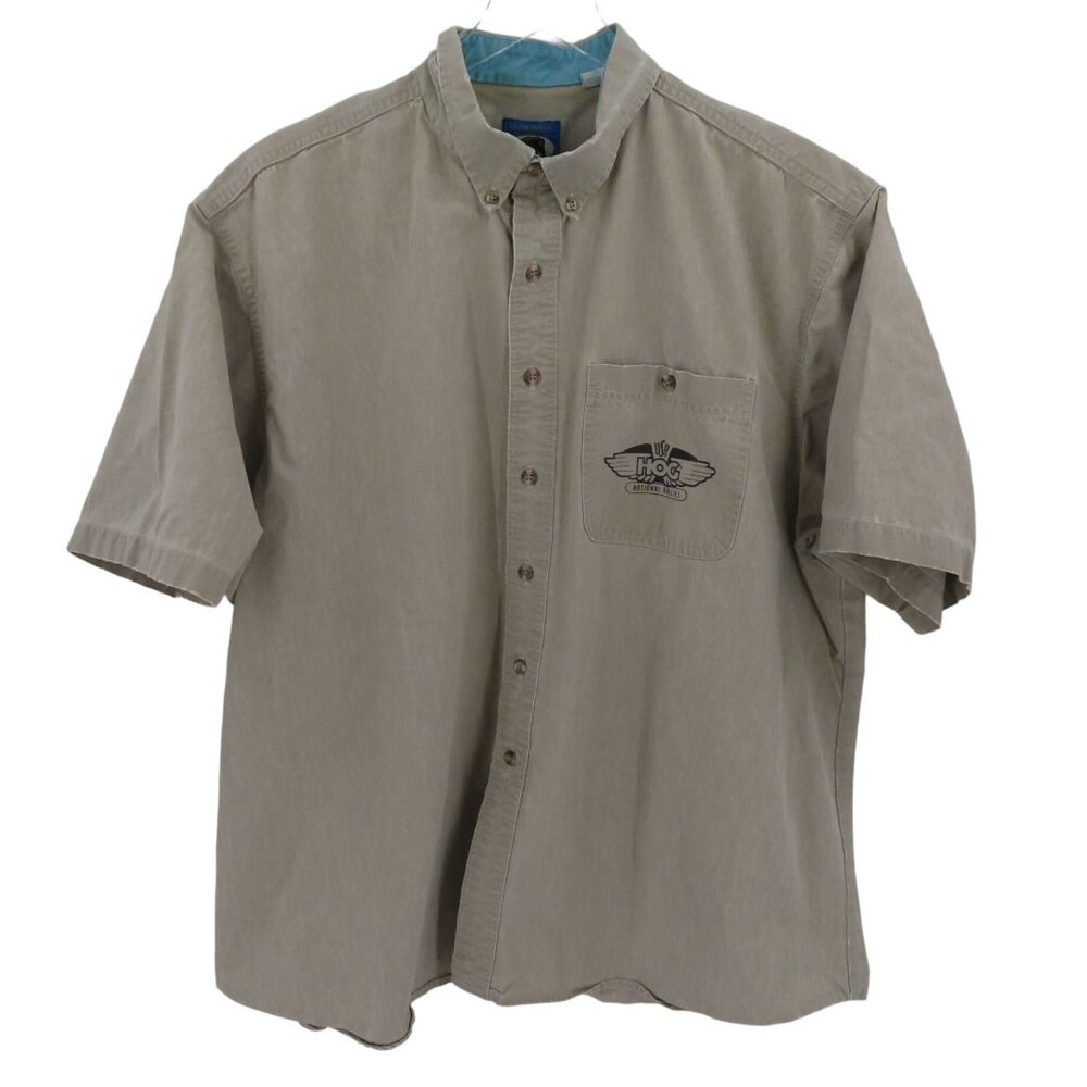 Bear Back Men XXL HOG National Rallies Short Sleeve Collar Button Shirt Top VTG